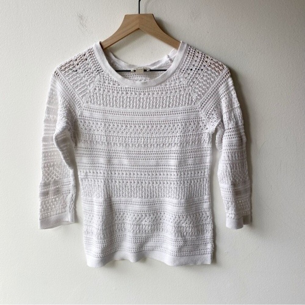 loft factory white open knit lightweight sweater